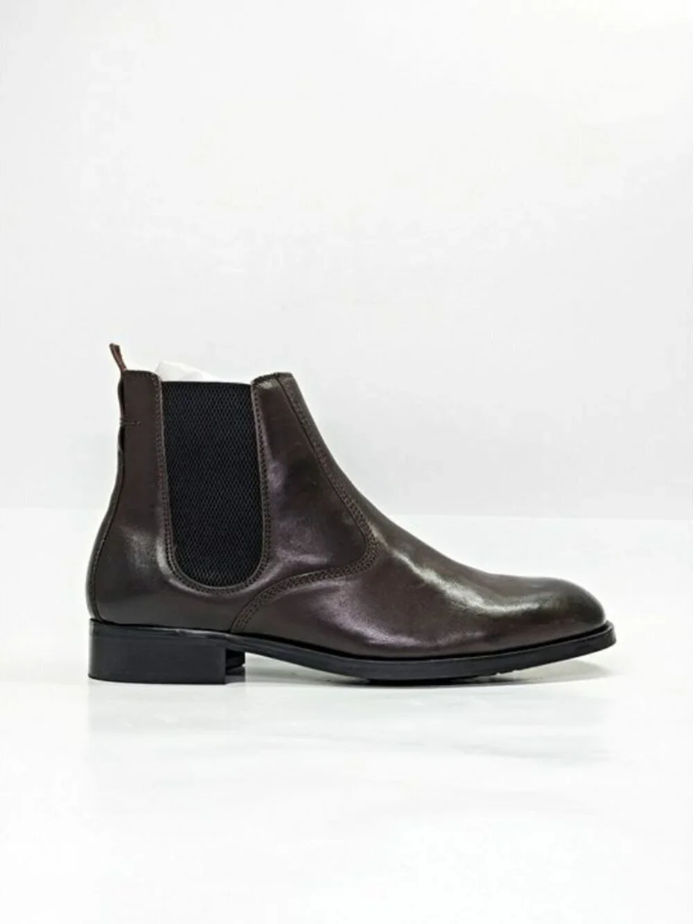AllSaints Men's Gus Pull On Chelsea Boots Brown Distressed Leather Size 45